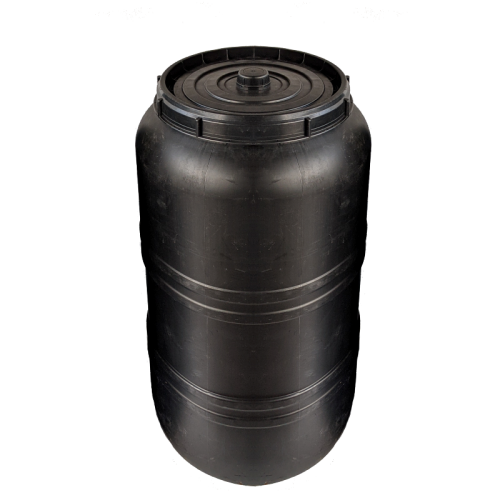 65 Gallon Black Tall Black Lid