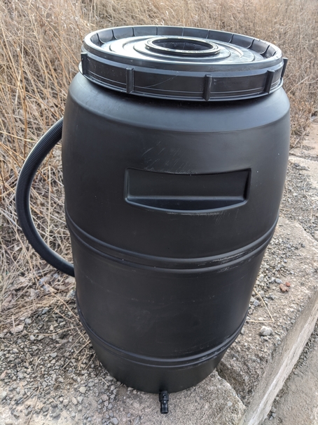 Black Rain Barrel 220L / 55 Gallon - Hamilton Home Delivery