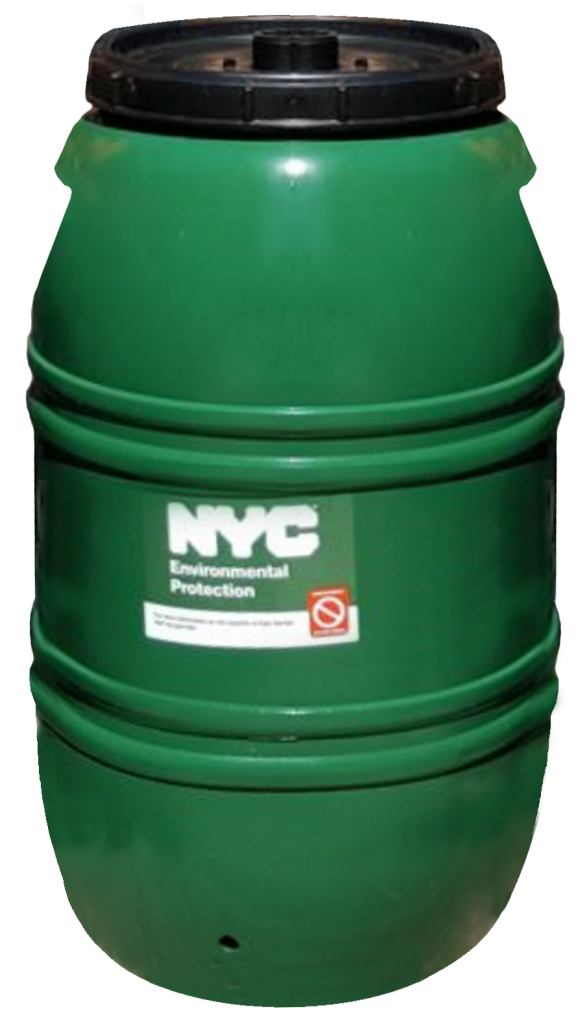 green NYC DEP Rain Barrel Giveaways