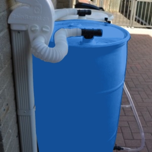 Blue Rain Barrel - 220 litres / 55 Gallons Sealed Top with Diverter